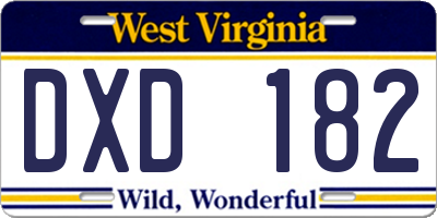 WV license plate DXD182