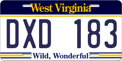 WV license plate DXD183