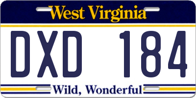 WV license plate DXD184