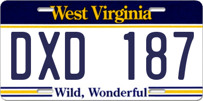 WV license plate DXD187