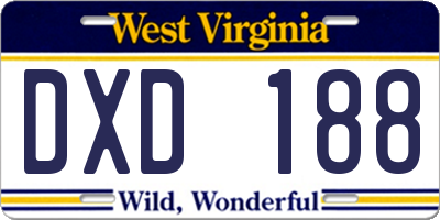 WV license plate DXD188