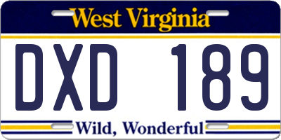 WV license plate DXD189