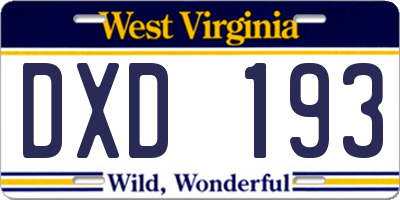 WV license plate DXD193