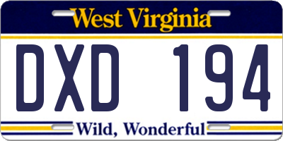 WV license plate DXD194