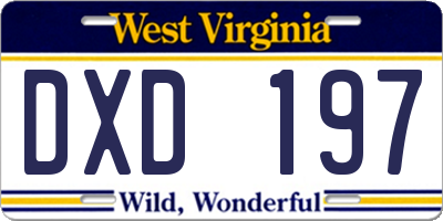 WV license plate DXD197