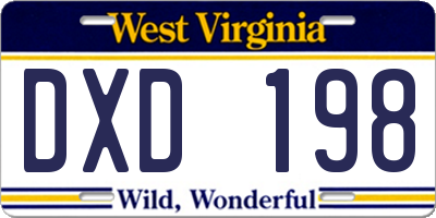WV license plate DXD198
