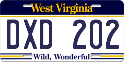 WV license plate DXD202