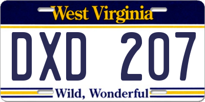 WV license plate DXD207