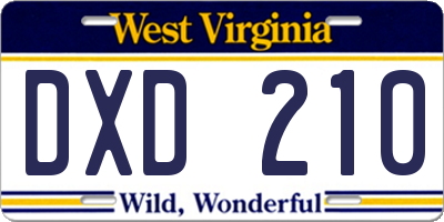 WV license plate DXD210
