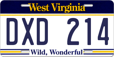 WV license plate DXD214