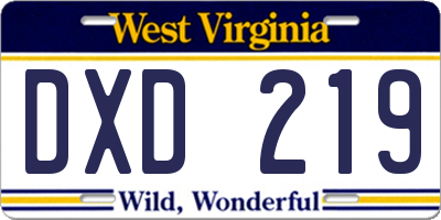 WV license plate DXD219
