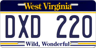 WV license plate DXD220