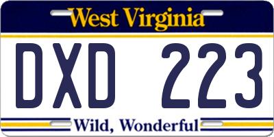 WV license plate DXD223