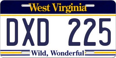 WV license plate DXD225