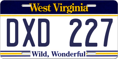 WV license plate DXD227