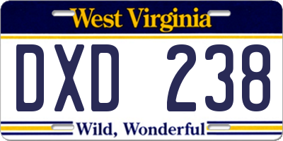 WV license plate DXD238