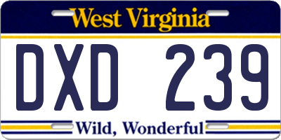 WV license plate DXD239