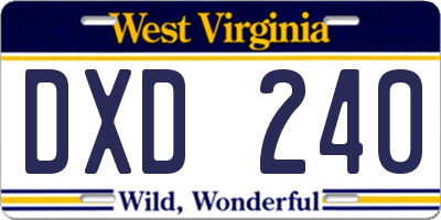 WV license plate DXD240
