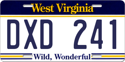 WV license plate DXD241