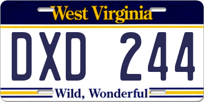 WV license plate DXD244