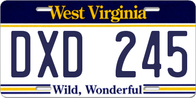 WV license plate DXD245