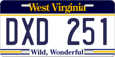 WV license plate DXD251