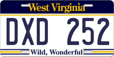 WV license plate DXD252