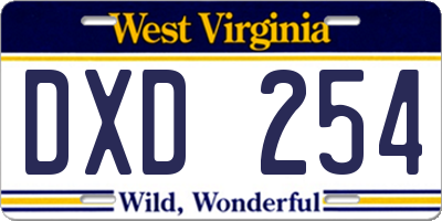 WV license plate DXD254