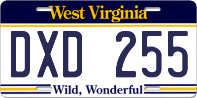 WV license plate DXD255