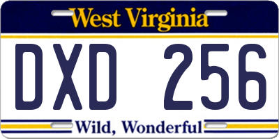 WV license plate DXD256