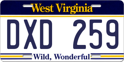 WV license plate DXD259