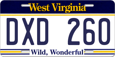 WV license plate DXD260