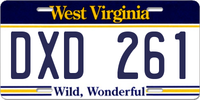 WV license plate DXD261