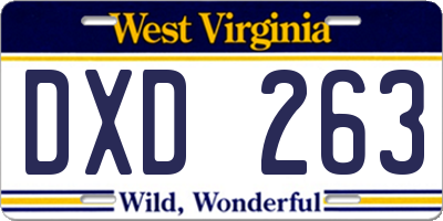 WV license plate DXD263