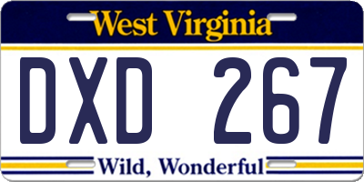 WV license plate DXD267