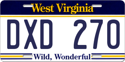 WV license plate DXD270