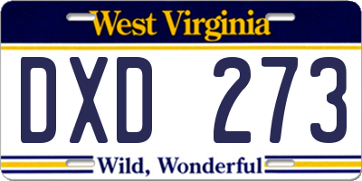 WV license plate DXD273