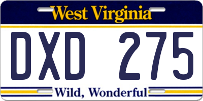 WV license plate DXD275