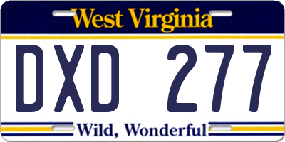 WV license plate DXD277
