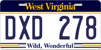 WV license plate DXD278