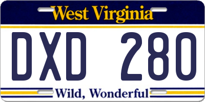 WV license plate DXD280
