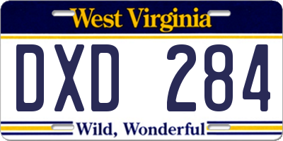 WV license plate DXD284