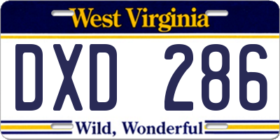 WV license plate DXD286