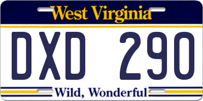WV license plate DXD290