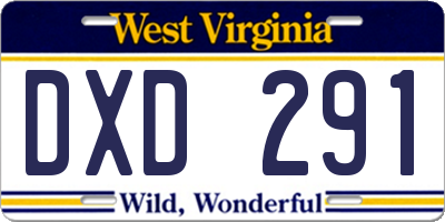 WV license plate DXD291