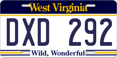 WV license plate DXD292
