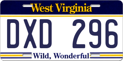 WV license plate DXD296