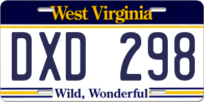 WV license plate DXD298