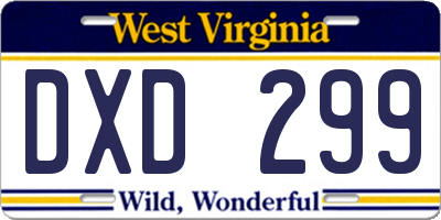 WV license plate DXD299