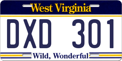 WV license plate DXD301